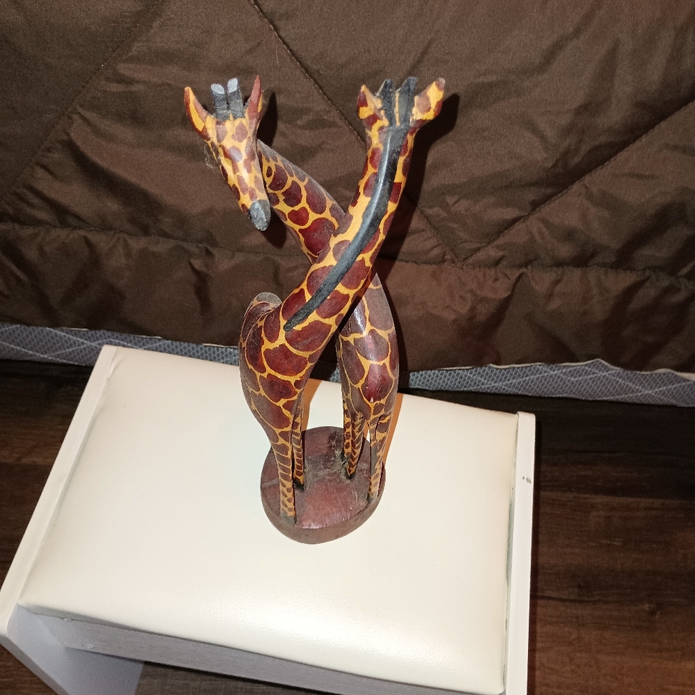 Handcrafted Giraffe Sculpture - Brown and Black
